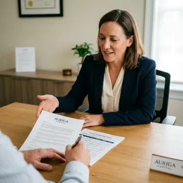 Insurance advisor explaining policy options during a consultation