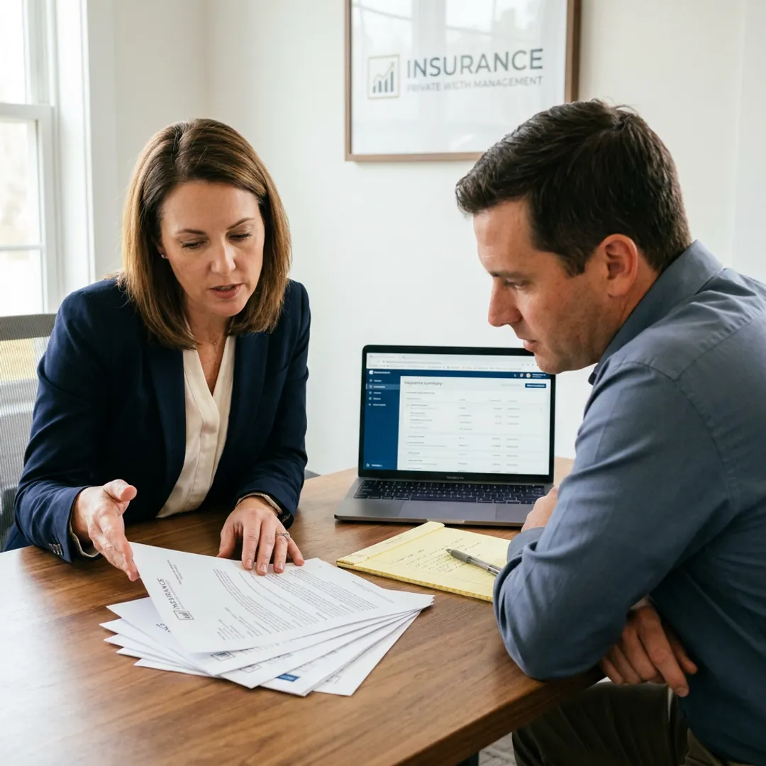 Insurance advisor guiding a client through a life insurance application