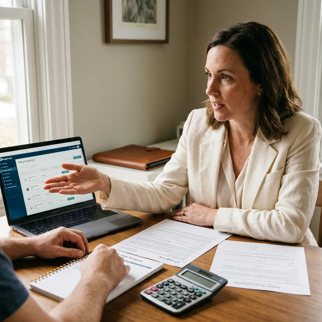 Life insurance advisor explaining policy options