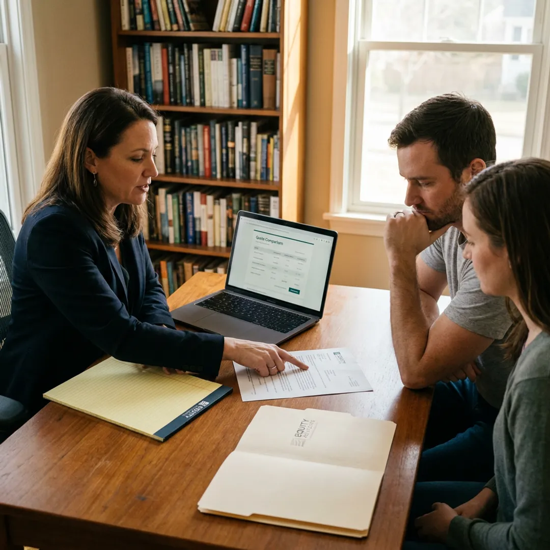 Advisor guiding clients through life insurance application