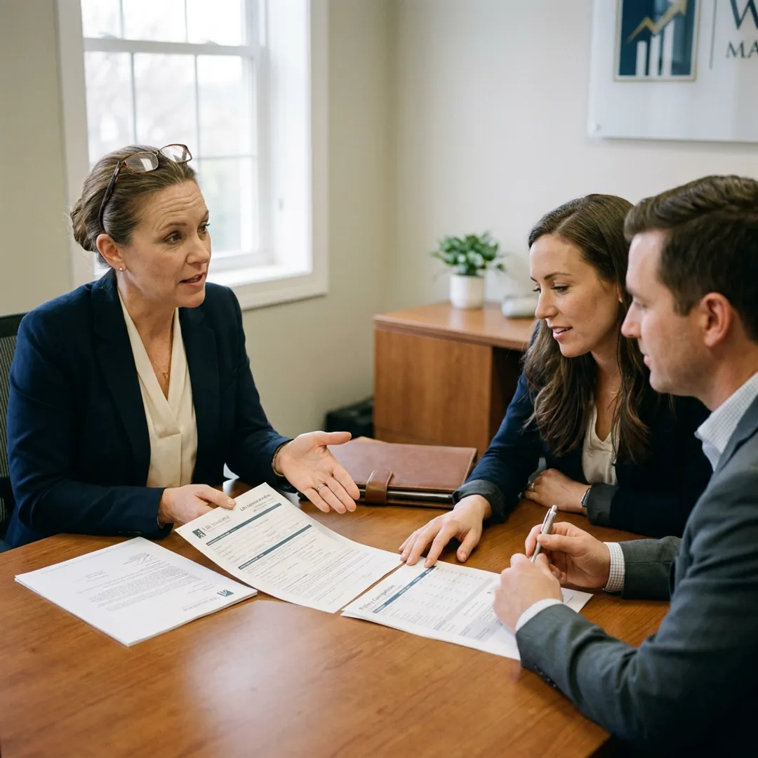 Insurance advisor explaining policy choices