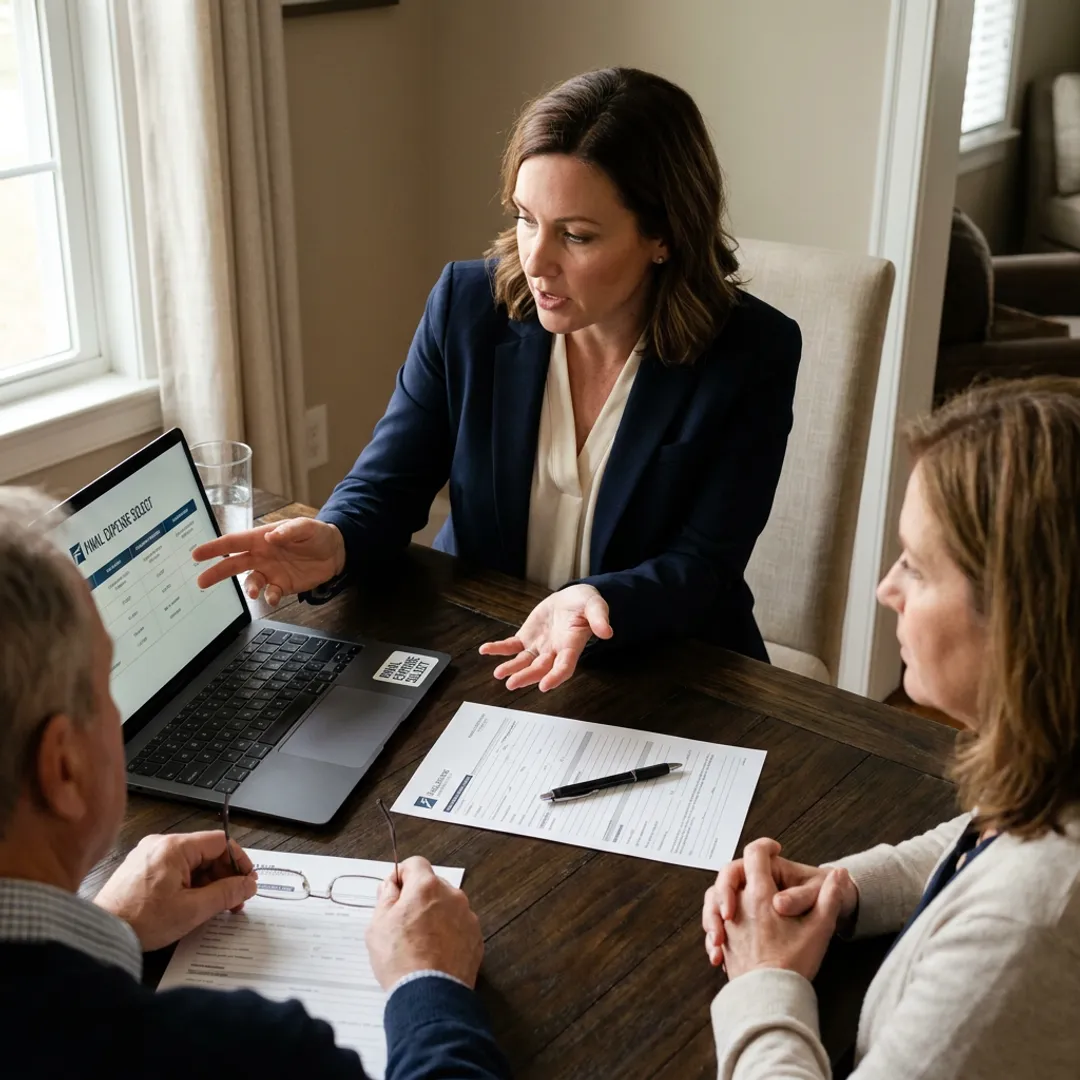 Advisor helping client compare insurance options
