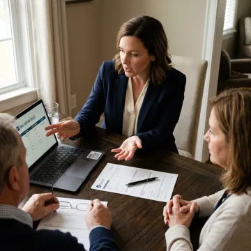 Advisor helping client compare insurance options