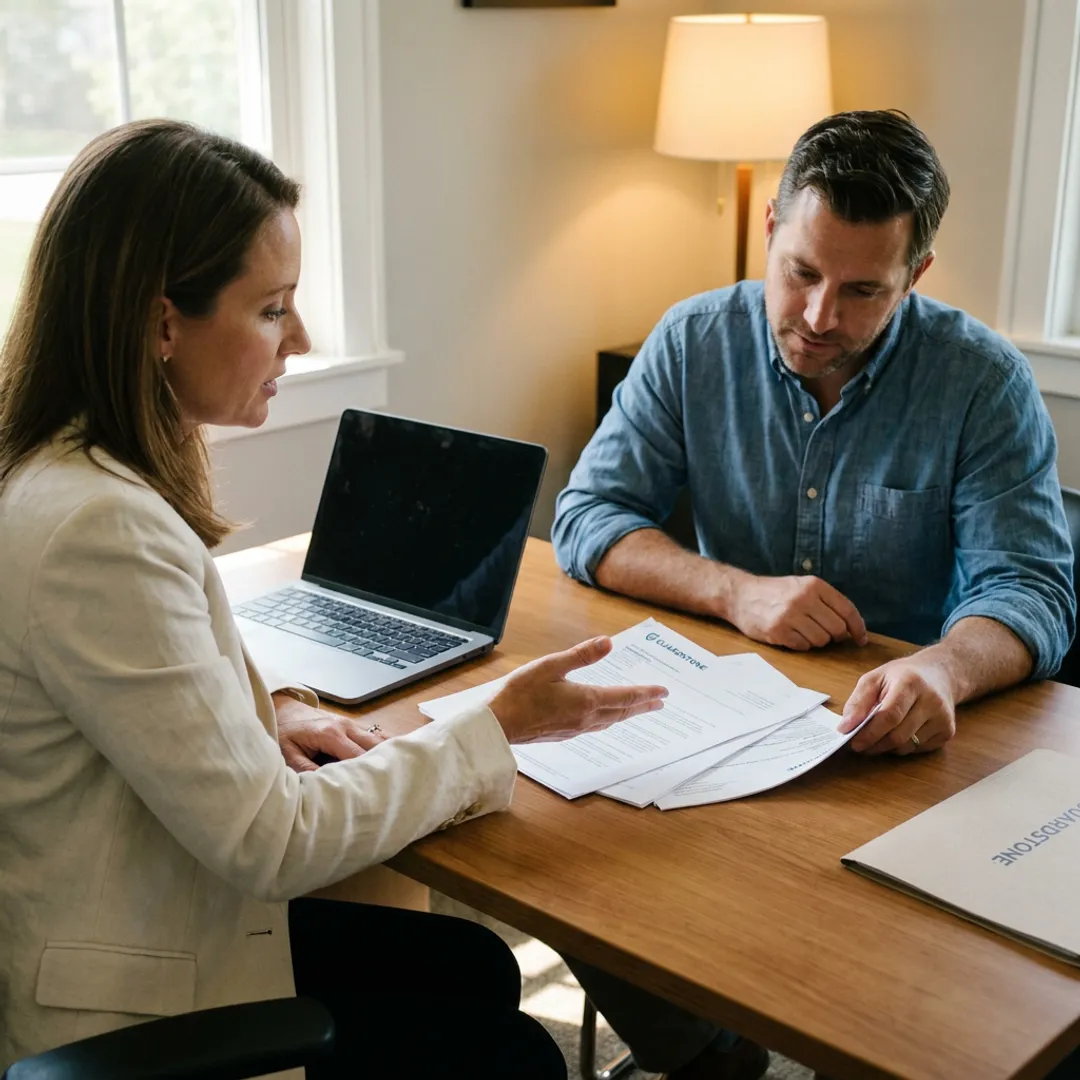 Advisor explaining life insurance process to a family