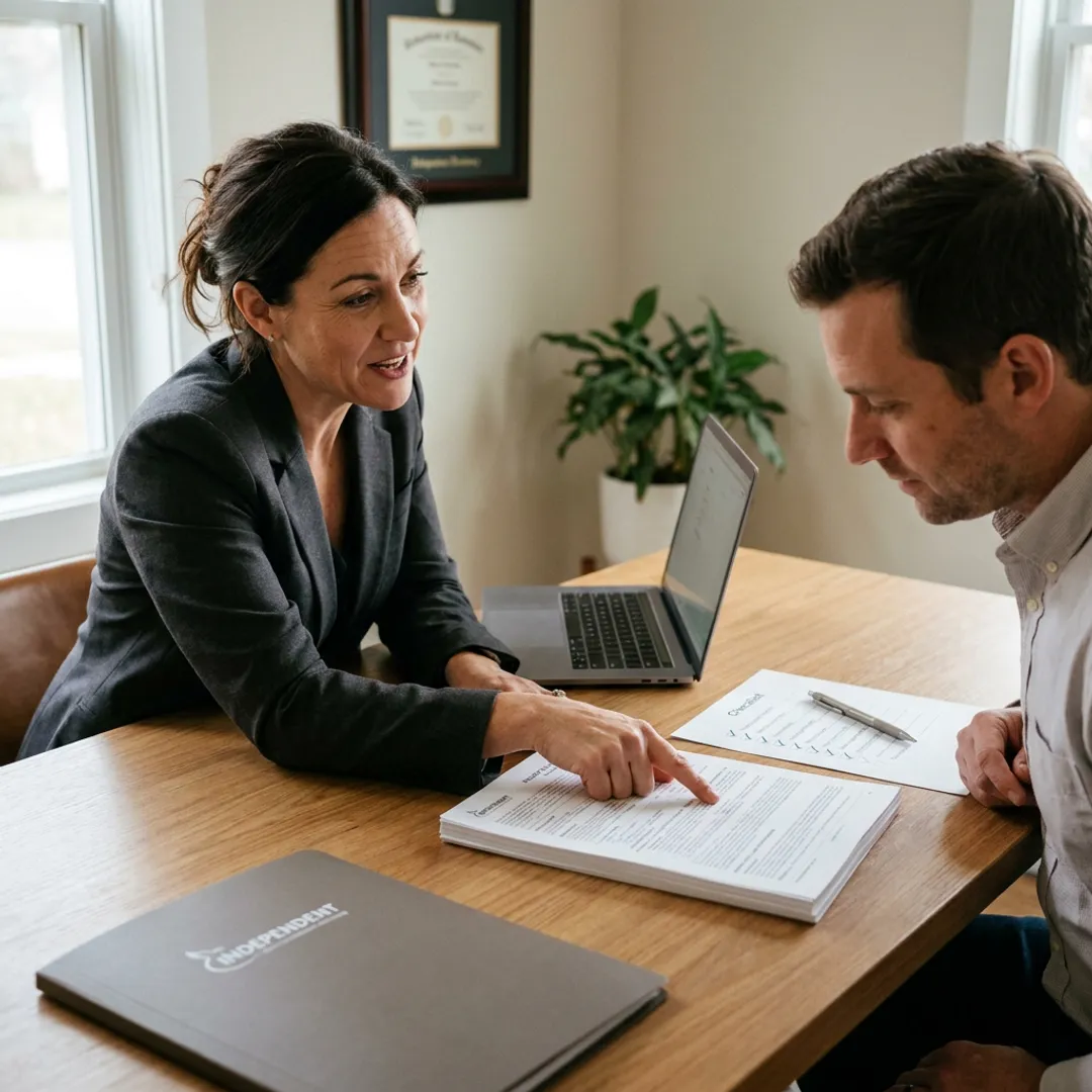Advisor guiding a family through policy steps