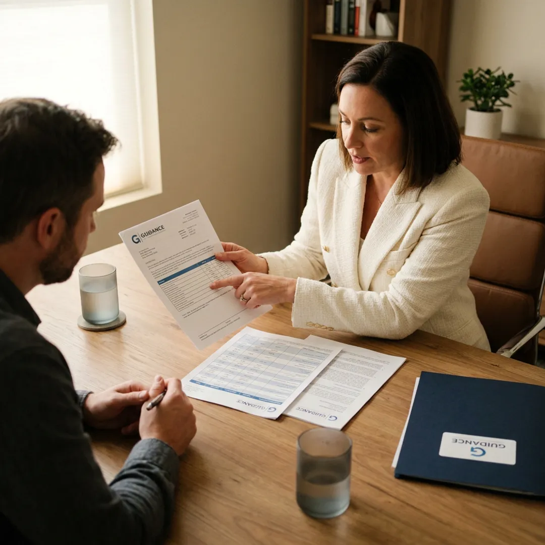 Advisor explaining term life insurance application steps