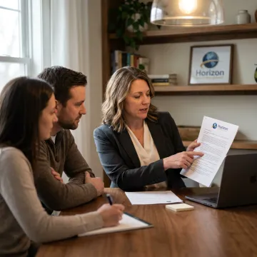 Insurance advisor guiding a family through an application