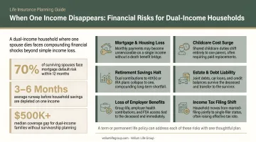 Dual-income household financial risks when one spouse dies infographic