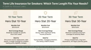 Three term length options for smokers comparing cost coverage and ideal use case