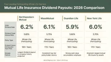 Mutual life insurance dividend payout comparison chart four leading insurers 2026