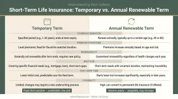 Two types of short-term life insurance temporary versus annual renewable term comparison