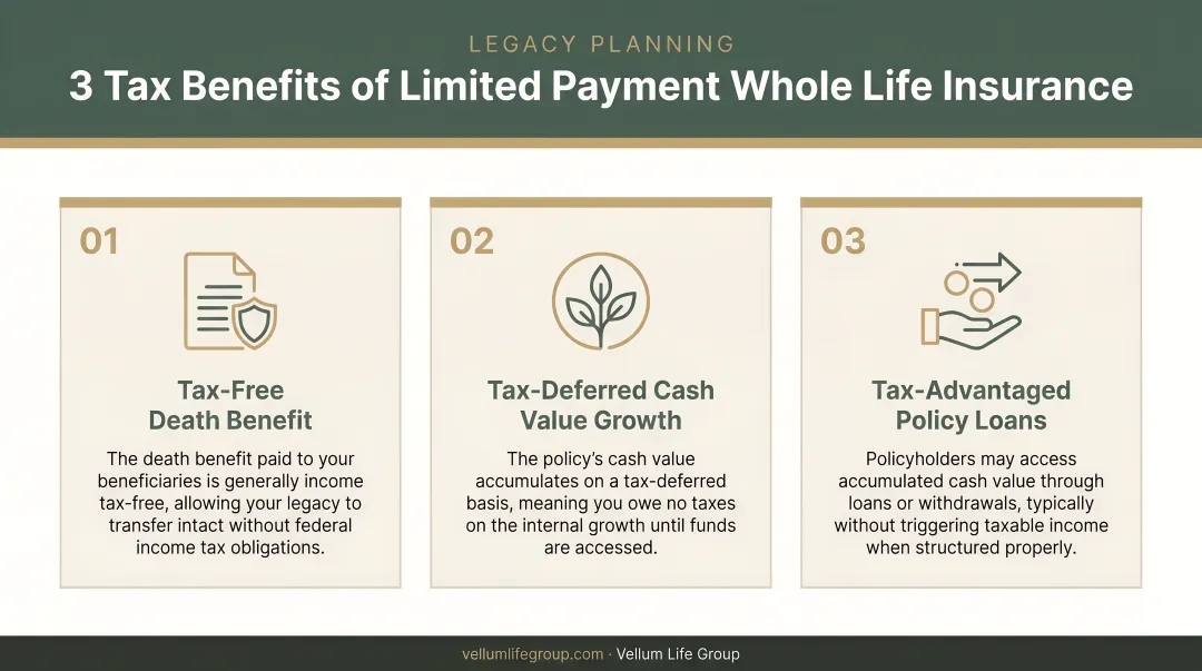 Three tax benefits of limited payment whole life insurance policies explained visually