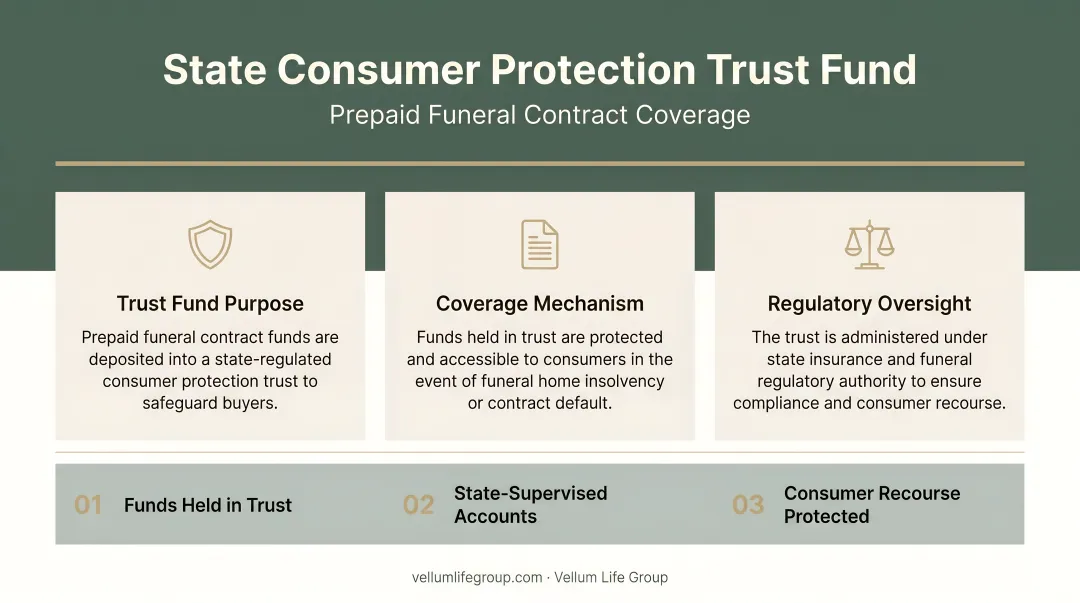 State consumer protection trust fund document for prepaid funeral contract coverage