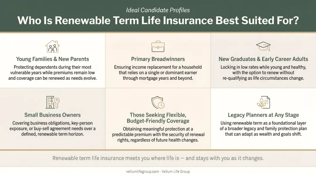 Who renewable term life insurance is best suited for ideal candidate profiles