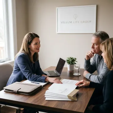 Advisor explaining burial insurance coverage
