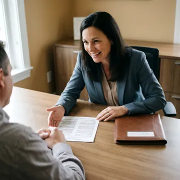 Insurance advisor explaining life insurance options