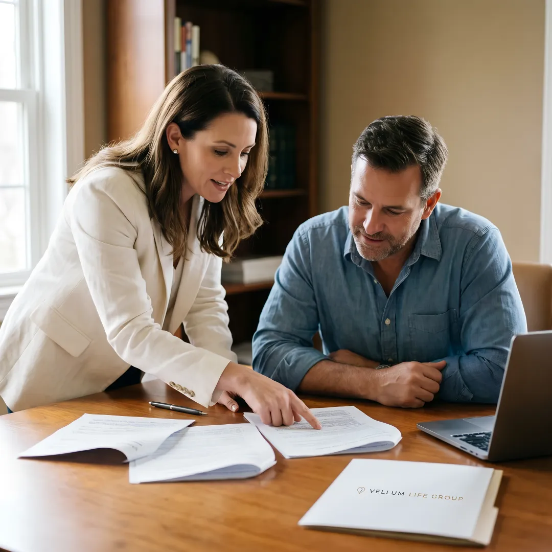 Advisor explaining family life insurance plans