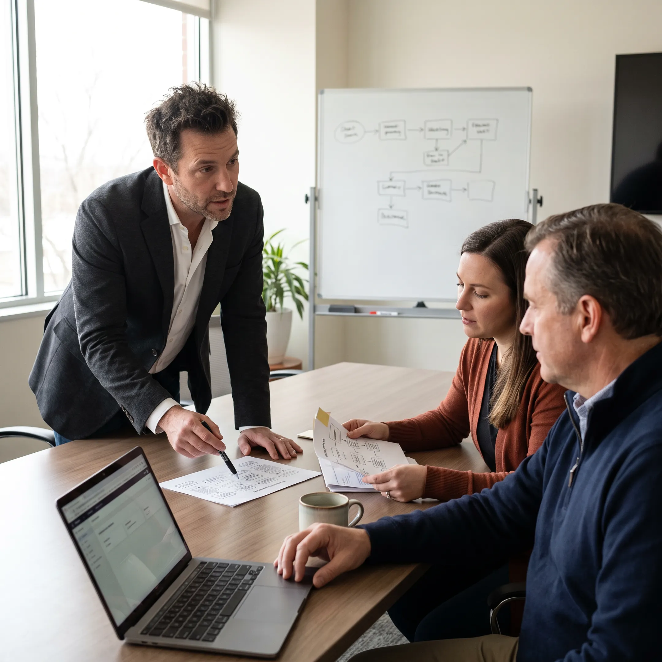 Nonprofit team planning a Salesforce CRM implementation with a consultant
