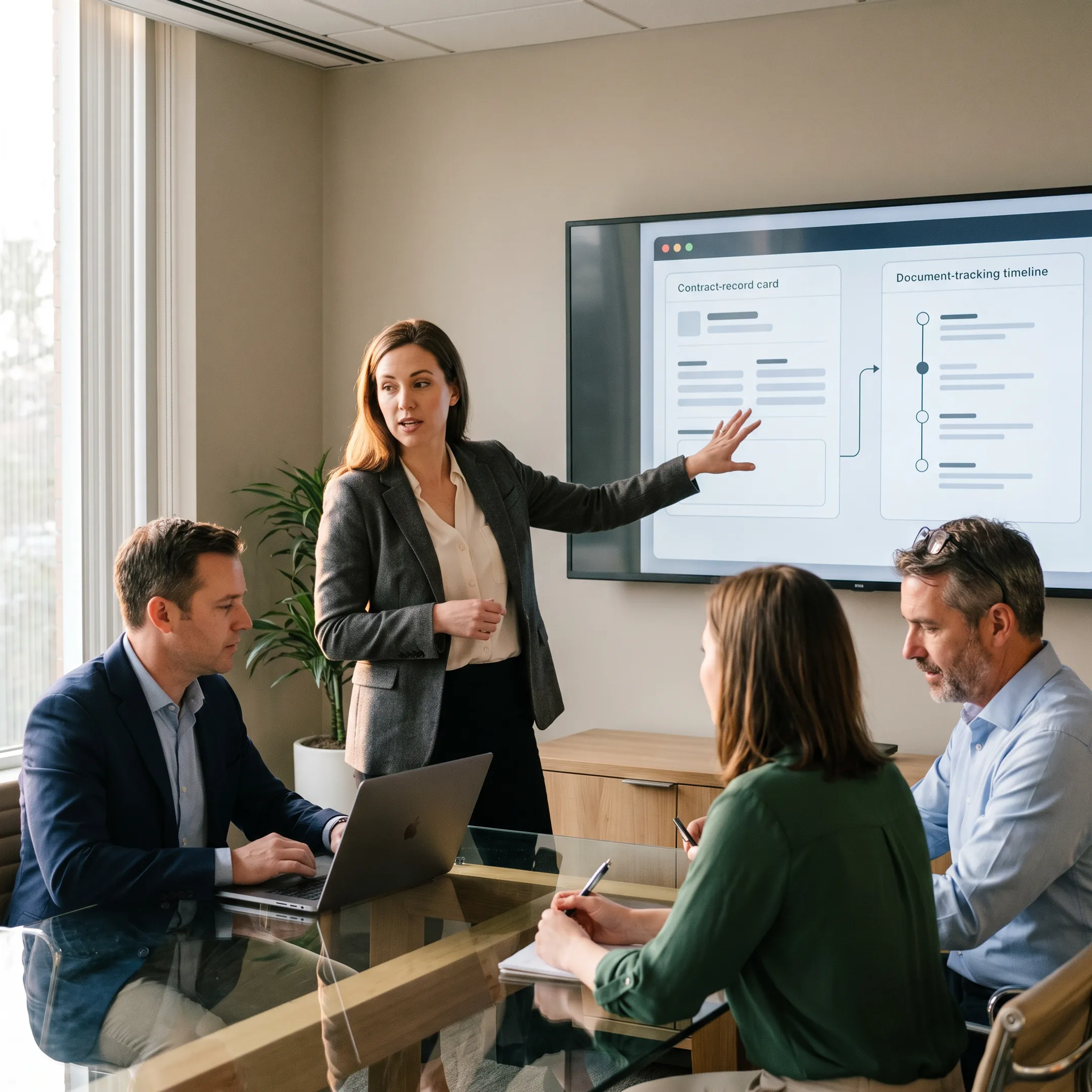 Team reviewing connected Salesforce and DocuSign contract records