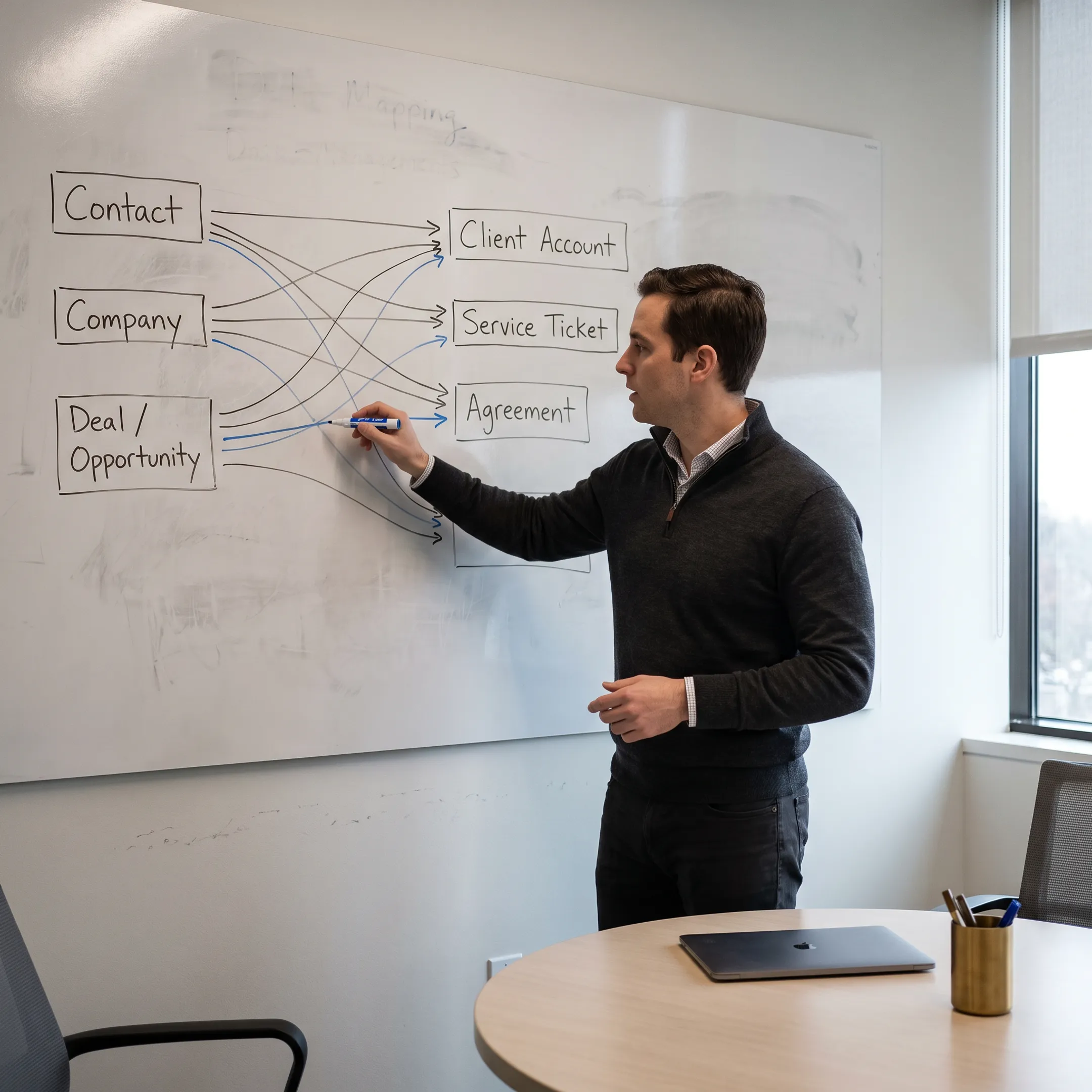 Consultant planning CRM and service management data integration