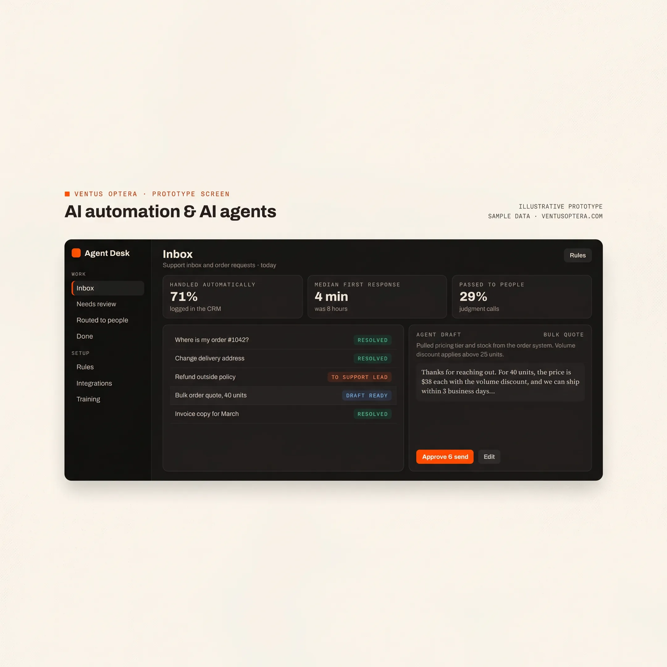 Consultant reviewing an automated business workflow on a dashboard