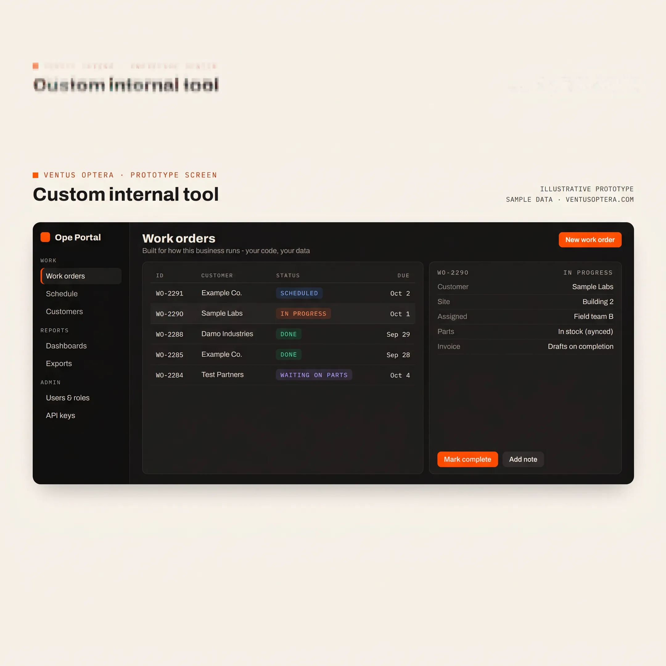 Developer reviewing a custom dashboard and software architecture