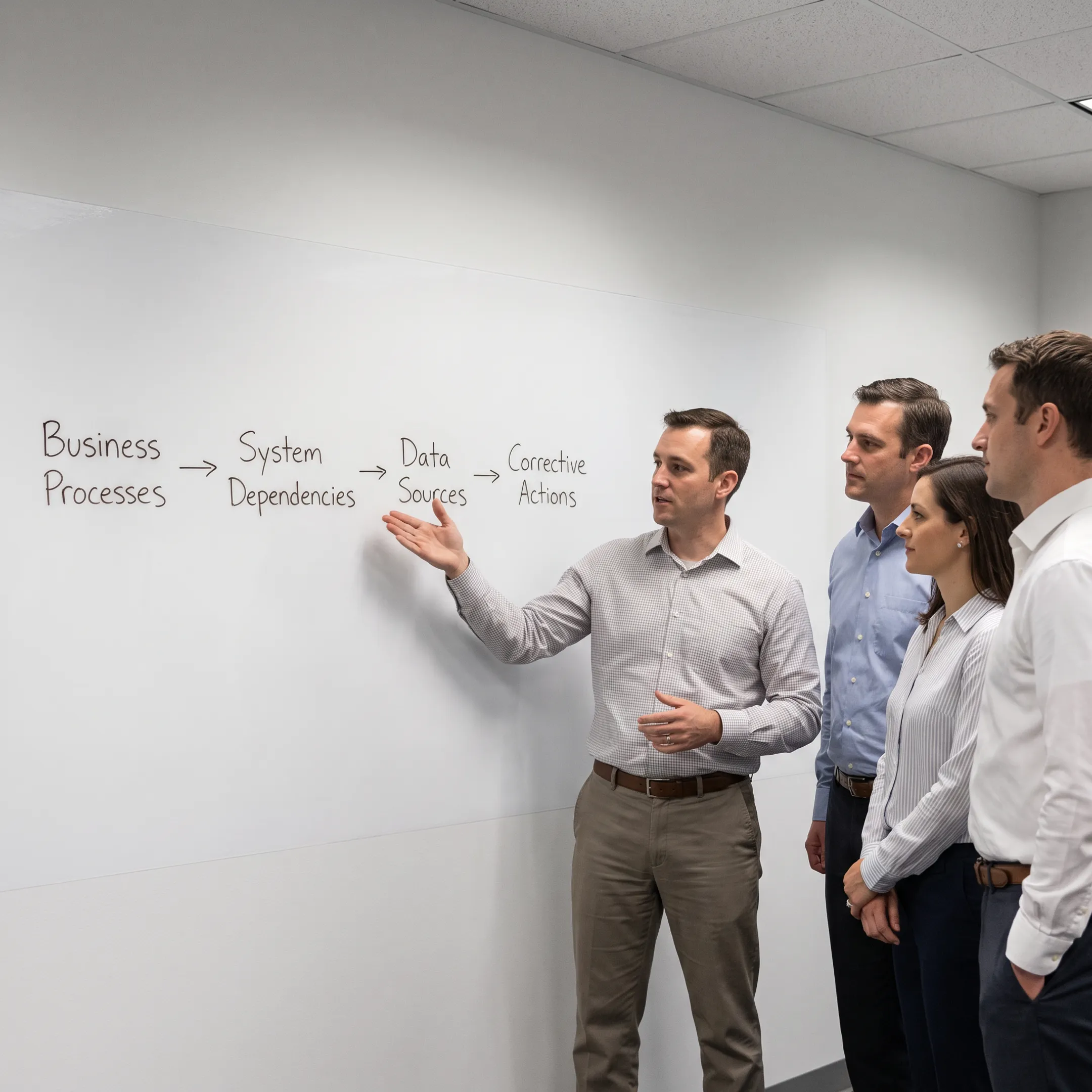 Consultant mapping software project workflows and system dependencies