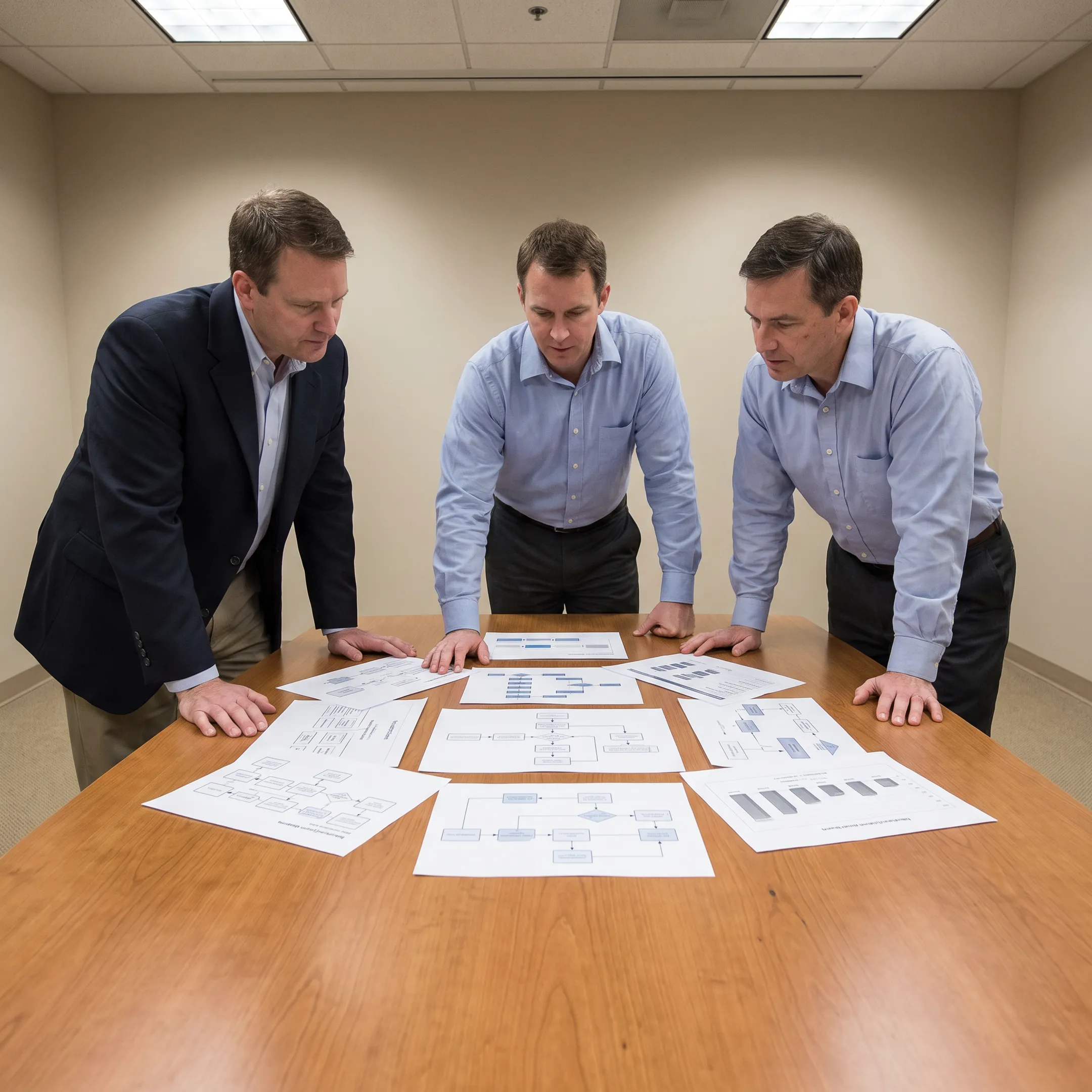 Business leaders reviewing software development partner options with a consultant