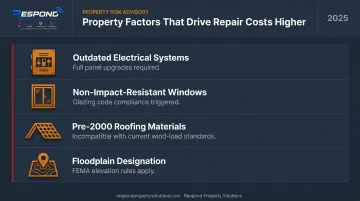 Four property factors that escalate hurricane repair costs and code compliance triggers