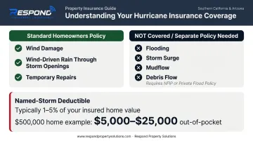 Homeowners insurance wind versus flood coverage gap with named-storm deductible comparison