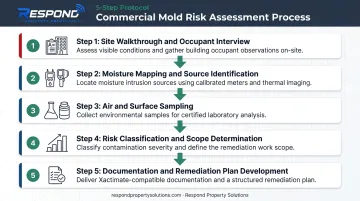 Commercial mold assessment five-step process from walkthrough to remediation plan