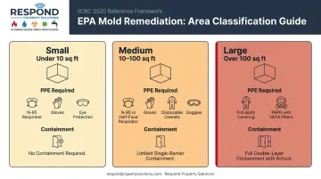 EPA three-tier mold risk classification containment and PPE requirements chart