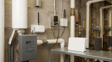 Commercial building wireless IoT leak detection sensor and hub system installed
