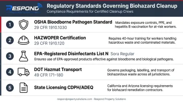 5 federal and state biohazard cleanup regulatory compliance requirements infographic