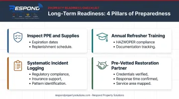 Long-term decontamination readiness four-pillar checklist for property managers and facility teams