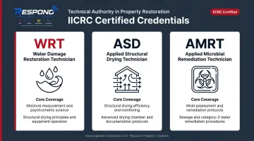 IICRC water damage restoration technician credentials comparison chart WRT ASD AMRT