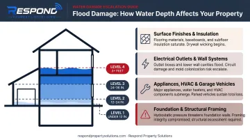 Four-level flood depth damage escalation chart for home systems and structures