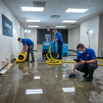 Technician documenting moisture during commercial water mitigation