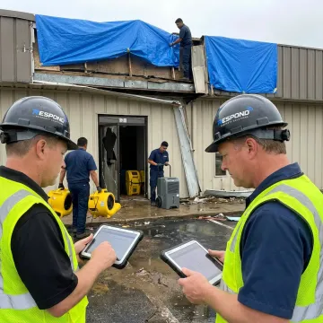 Project manager documenting commercial storm damage