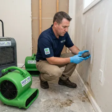 Technician monitoring structural drying equipment