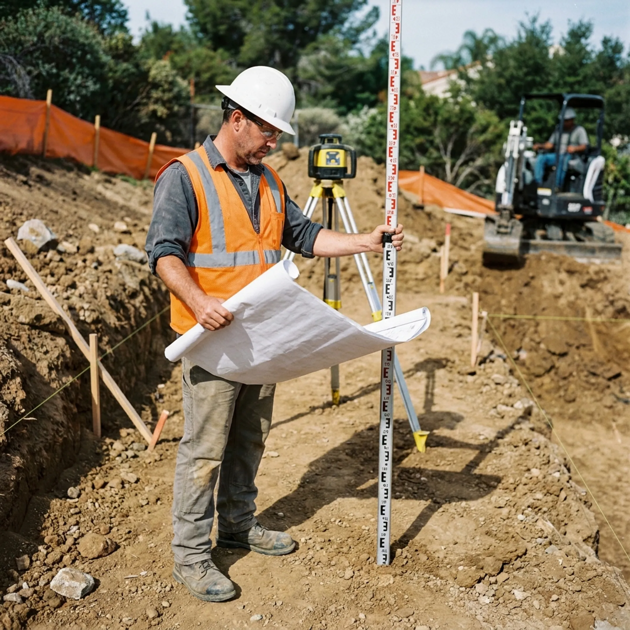 Contractor conducting a site walk for custom pool installation