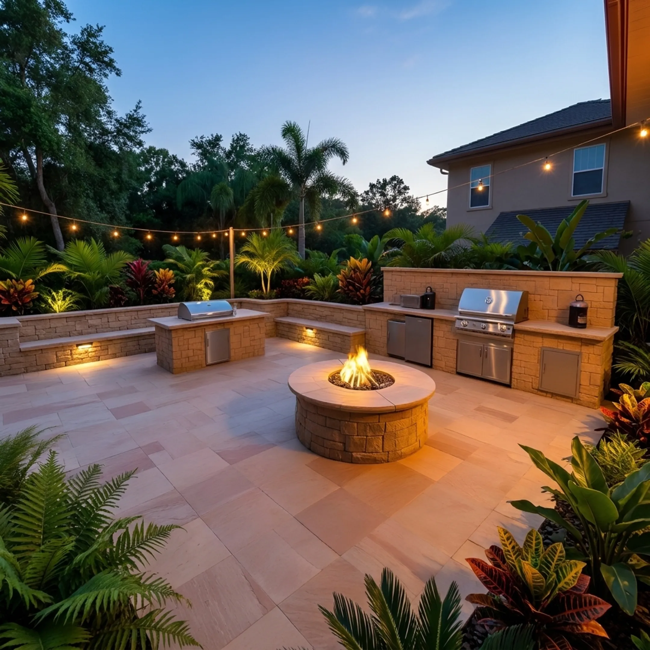 Custom paver patio and retaining wall hardscape construction