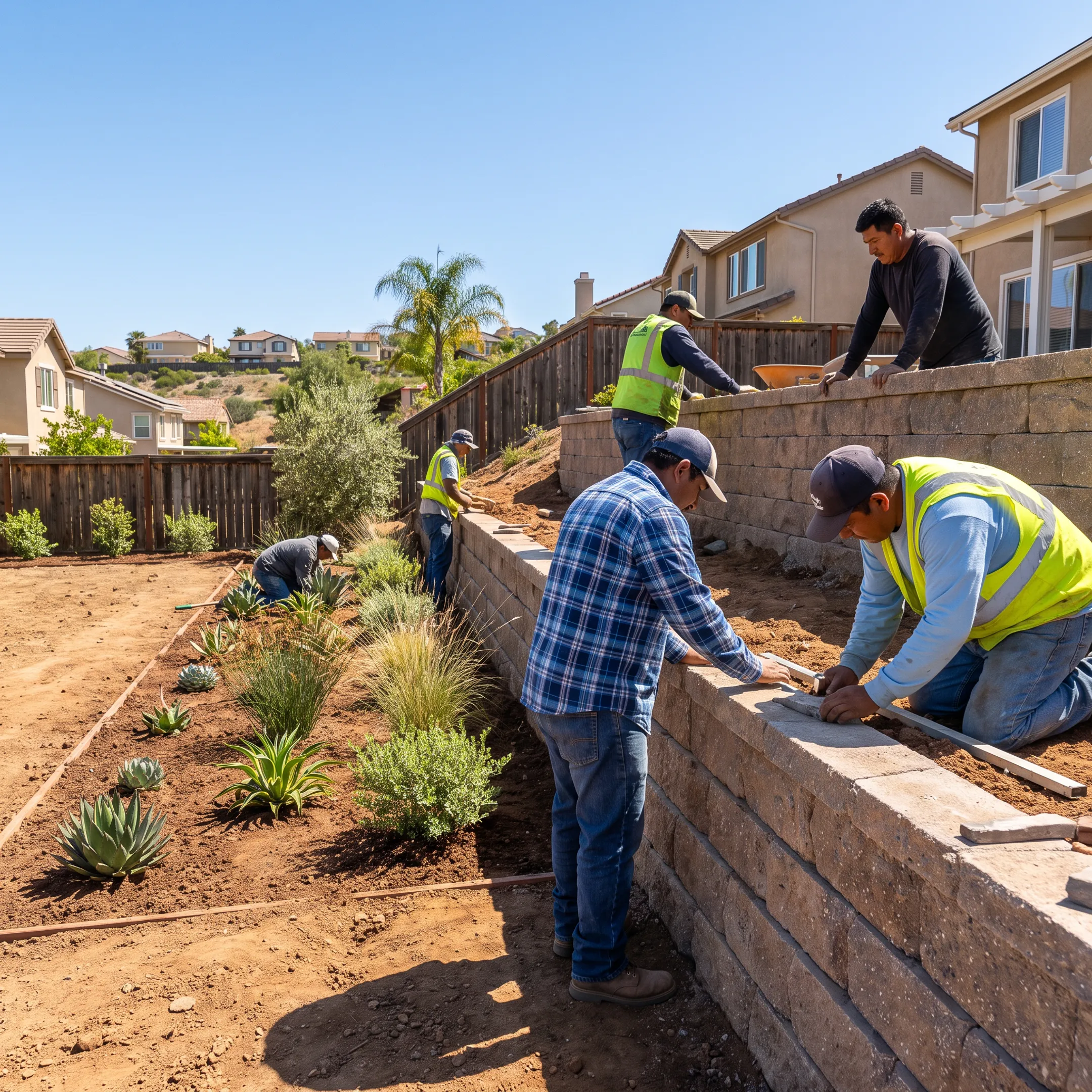 Landscape construction and irrigation installation process