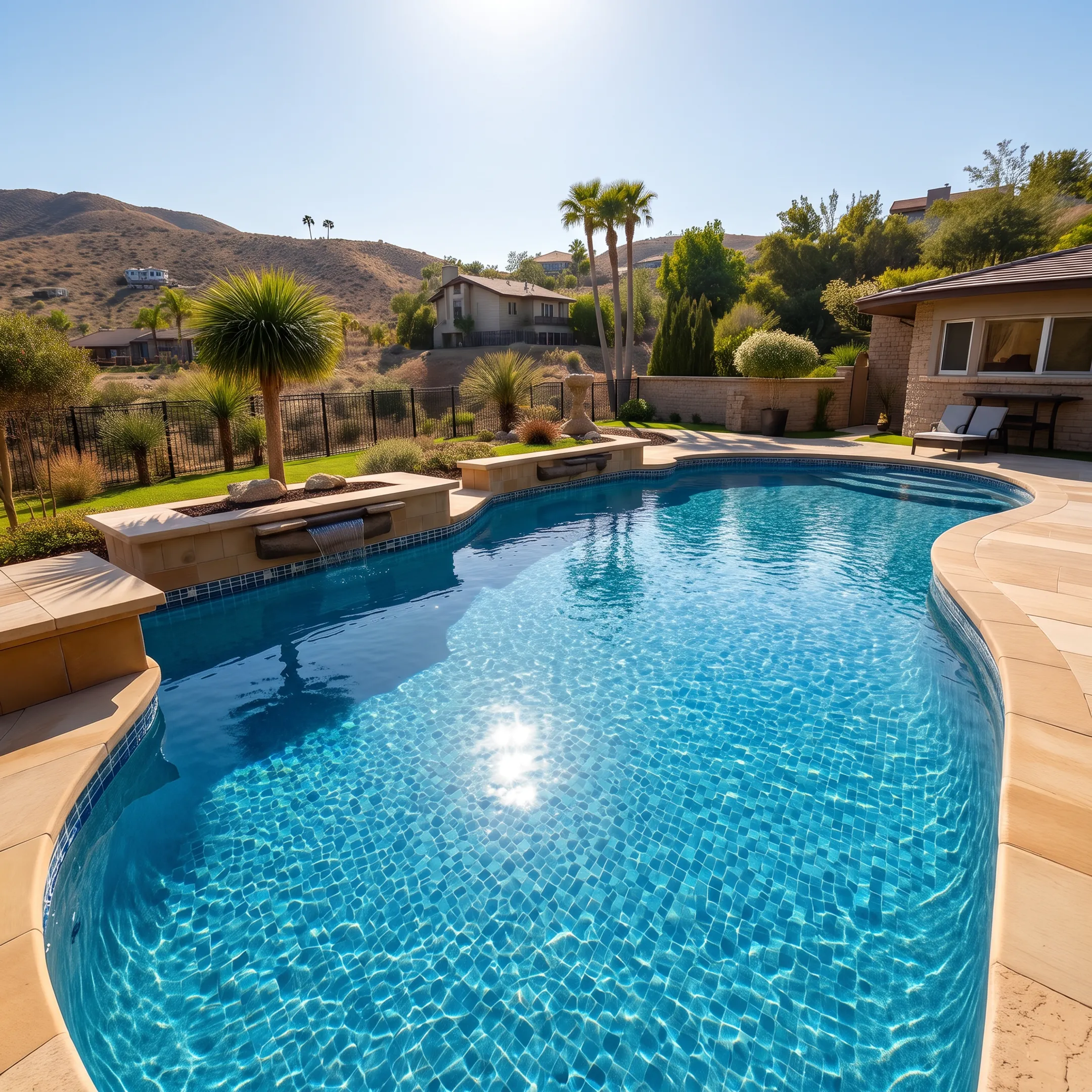 Professional pool resurfacing and plaster restoration on an in-ground pool