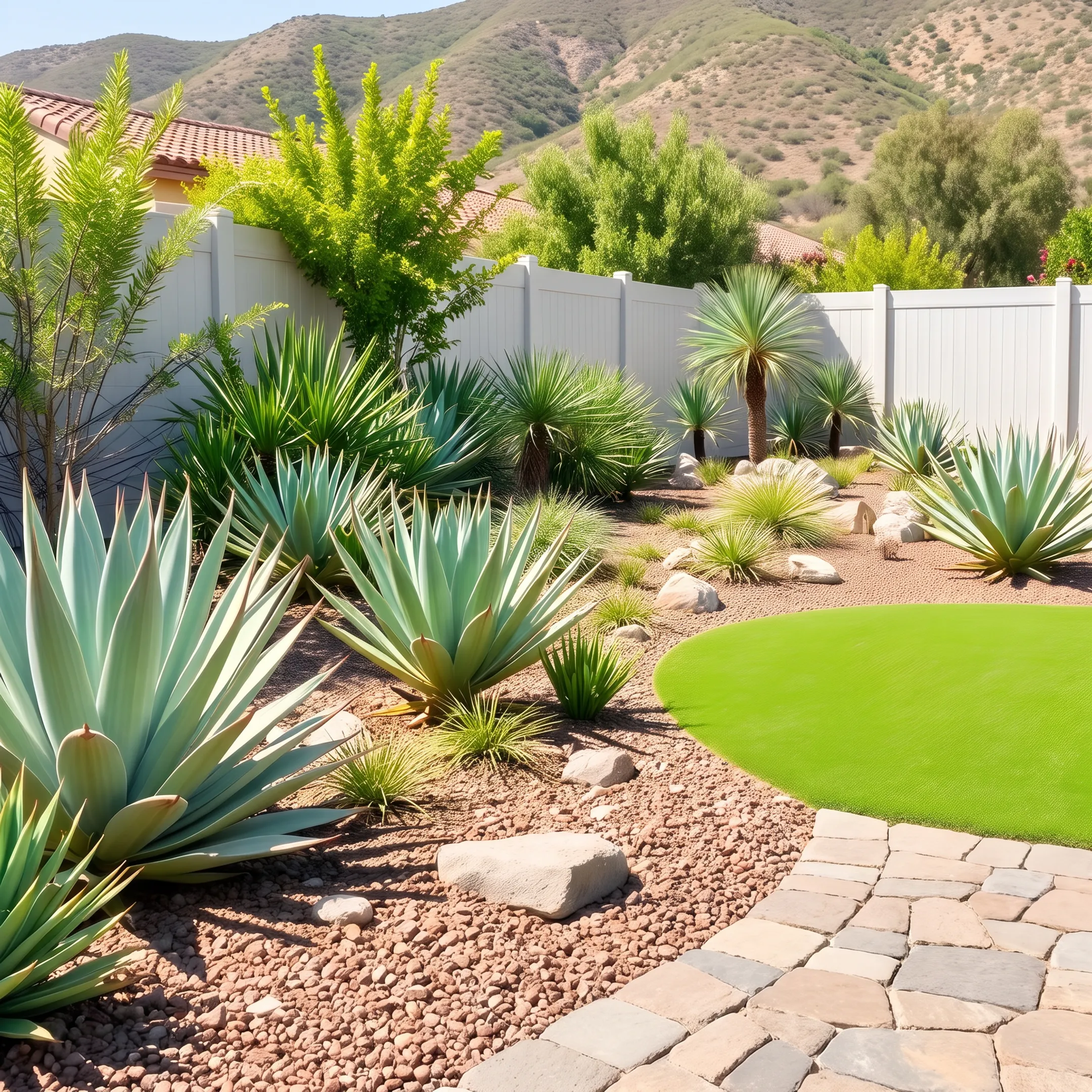 Custom residential landscaping and paver patio in Simi Valley