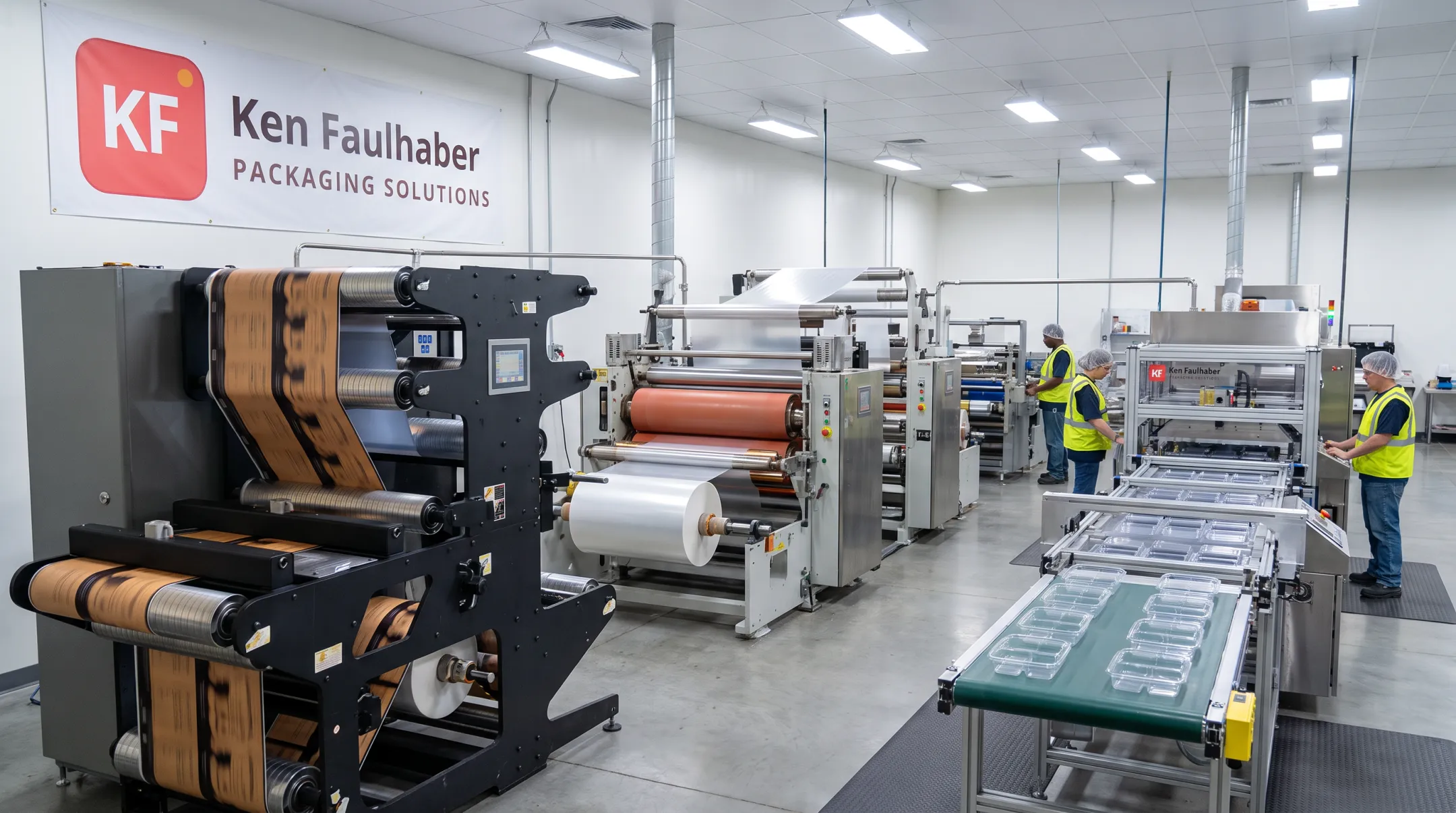 Integrated pharmaceutical packaging manufacturing facility with lamination and thermoforming equipment