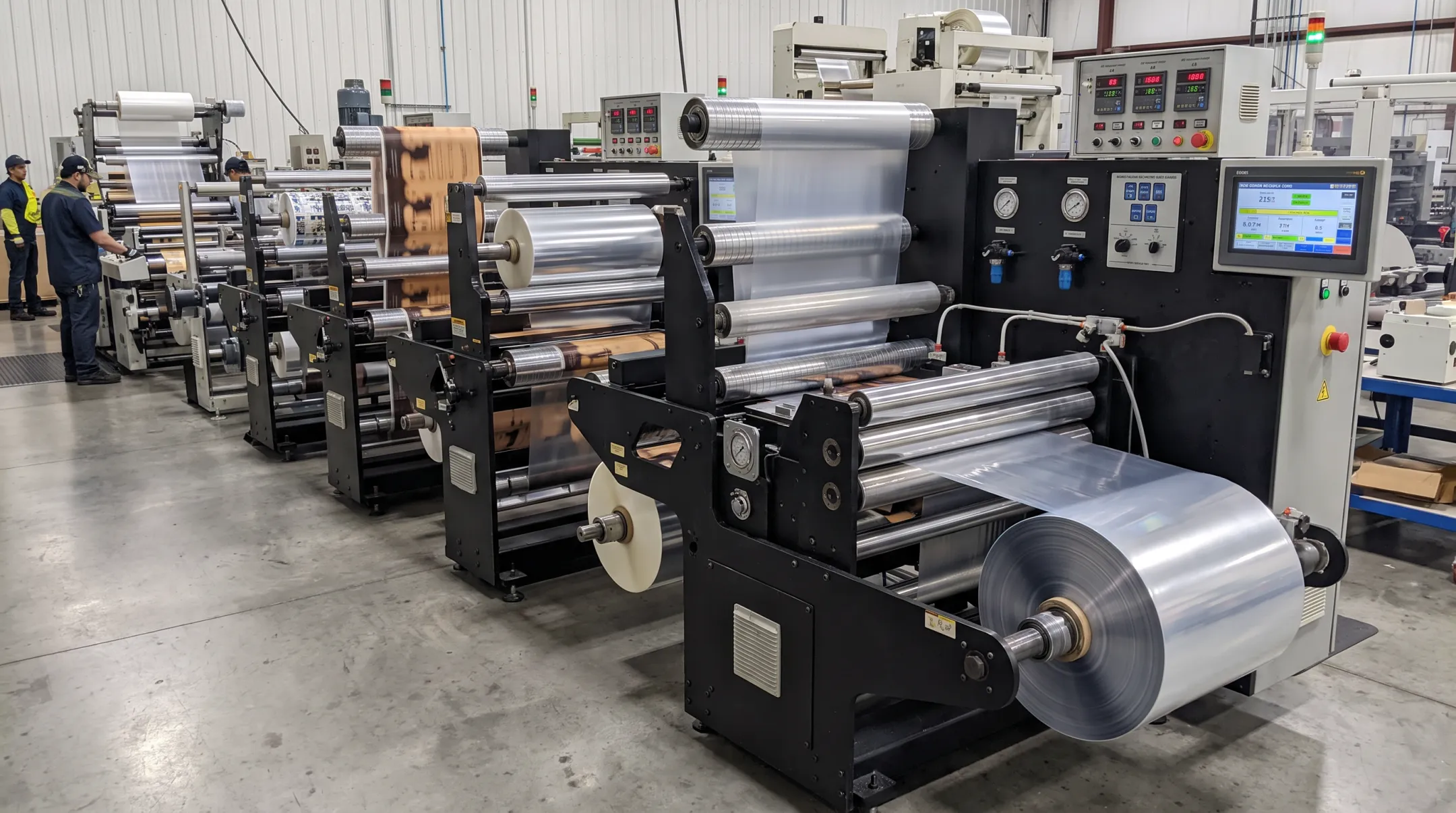 Five-layer lamination machine producing barrier-controlled flexible packaging film