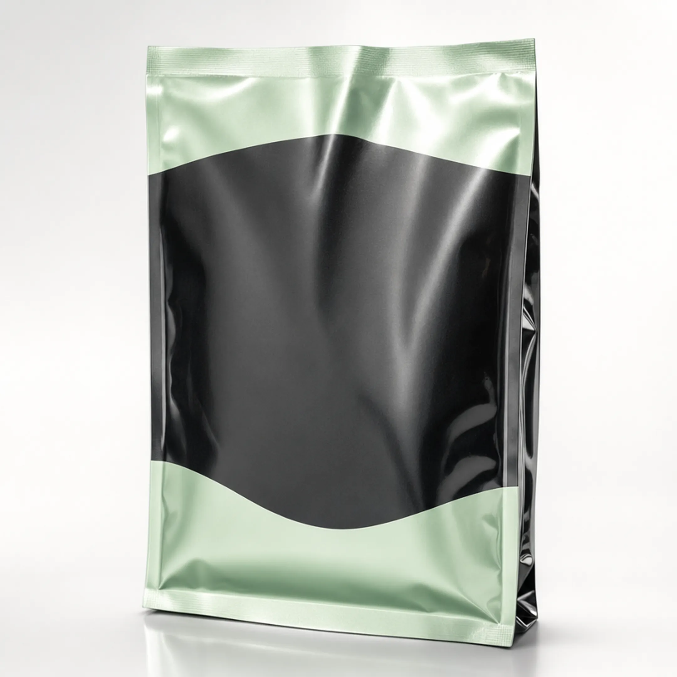 Metallized foil laminate coffee pouch showing barrier packaging finish