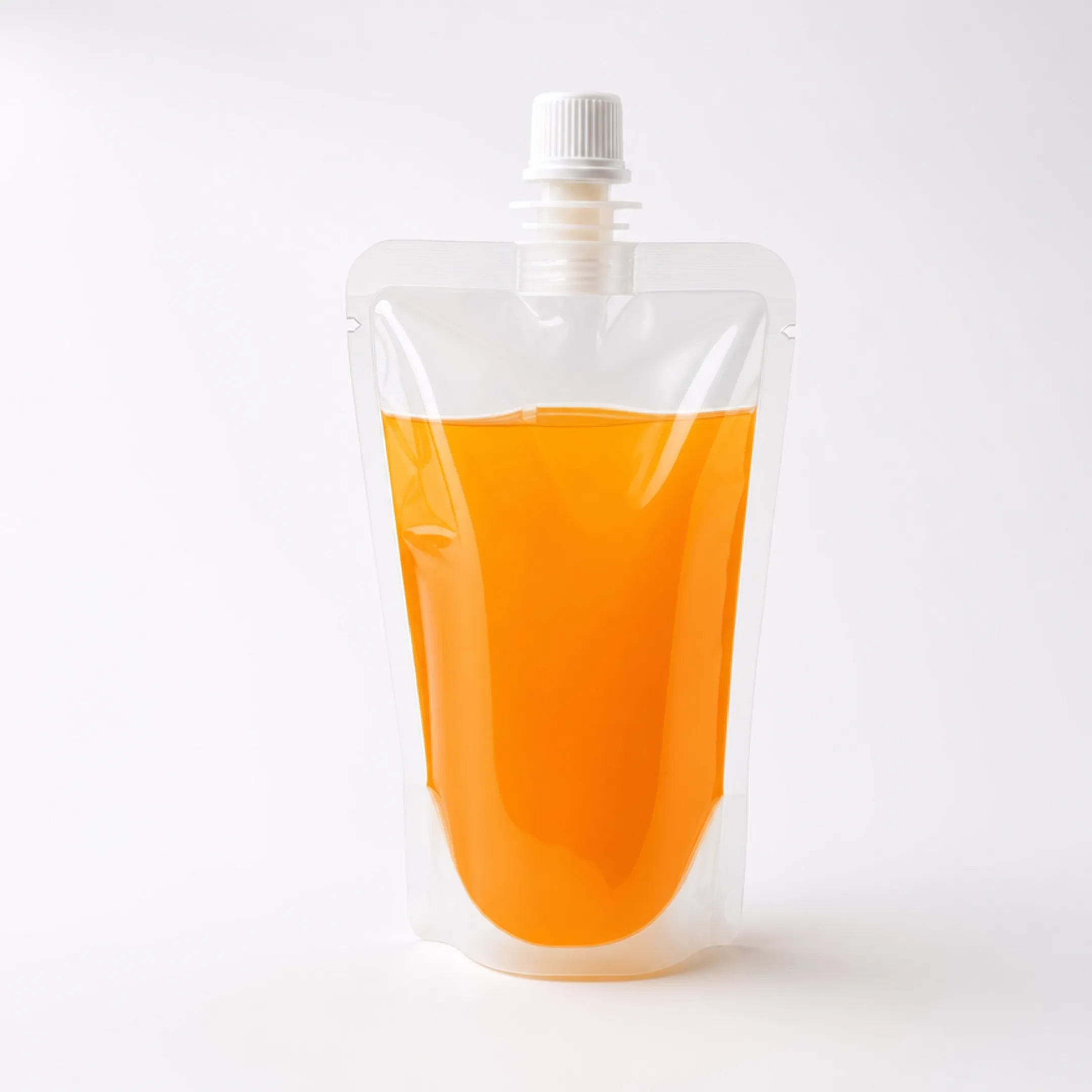 Stand-up spouted pouch beverage packaging with resealable cap