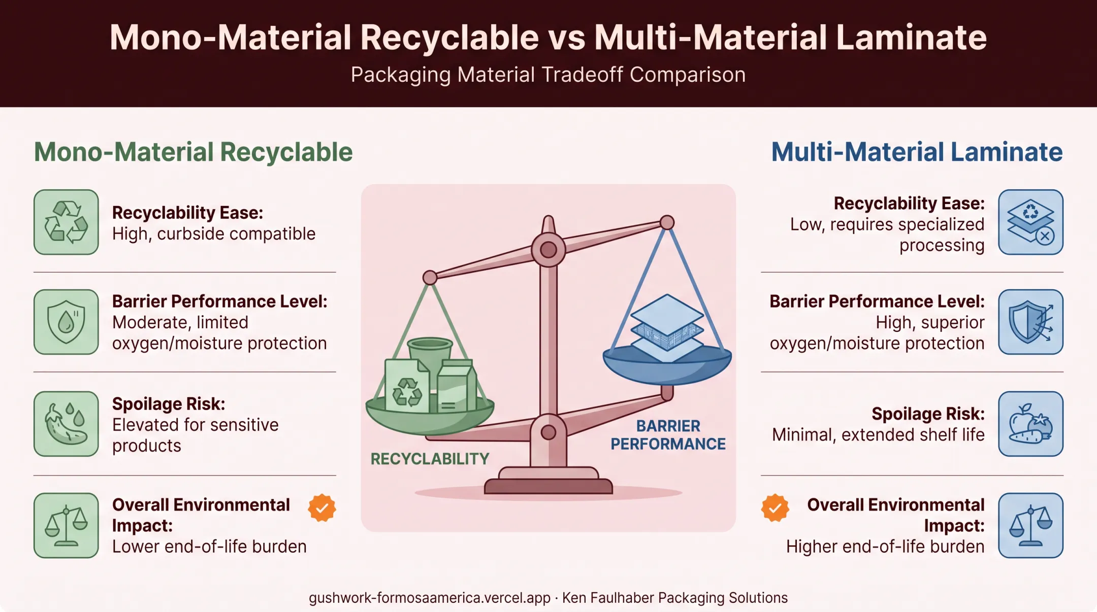 mono-material versus multi-material laminate sustainability tradeoff comparison